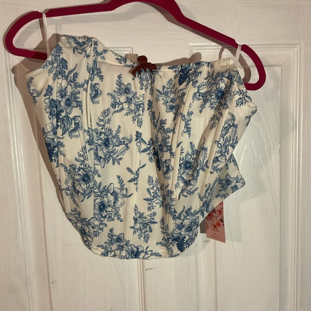 White and blue corset